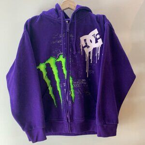DC Monster Vintage Y2k Zip Up Hoodie Purple - Size Small